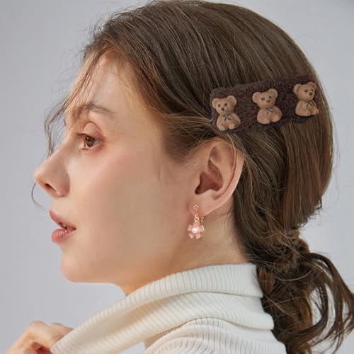 Aretes Colgantes Florales Rosados con Perla y Esmalte miniatura 4
