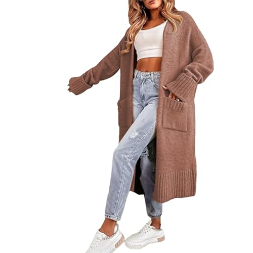 Heevina Cardigan Sweaters for Women Knit Ankle Length Knitted Open Front Long Sleeve Pocket Fall Winter Coat Duster