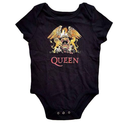 Queen Baby Grow Classic Crest Band Logo Official Black 0 to 24 Months X Large (12-18 months)