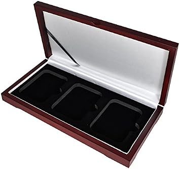 Guardhouse Wood Display Box for NGC/PCGS/Premier/Little Bear Elite Coins in Certified or Certified Style Holders/Slabs Three Coin, Sedona Red Finish
