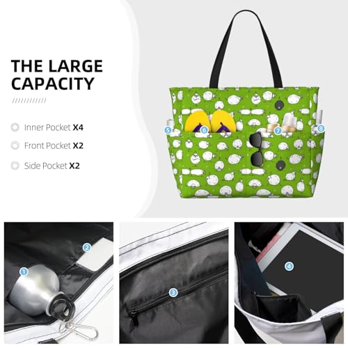 Funny Sheep Doing Yoga Print Beach Pool Bags Tote For Women Ladies Large Gym Tote Carry On Bag For Weekender Travel Waterproof3