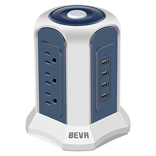 Surge Protector Power Strip Tower - BEVA Desktop Power Strip Tower with 4