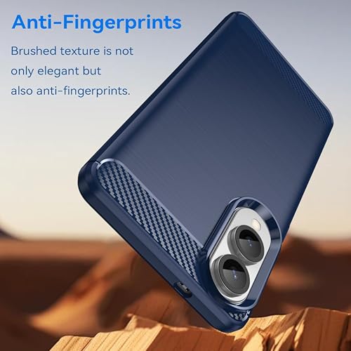 Image of Soft Carbon Fiber TPU Slim Military Grade Drop Protection Case Cover Compatible with Samsung Galaxy S25 Edge 5G (2025) (Carbon Blue)