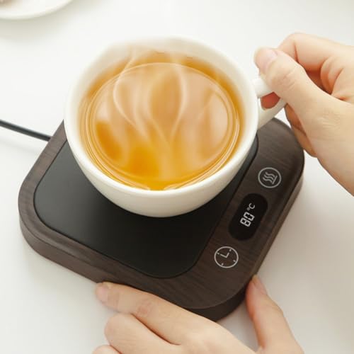 Yhenlovtt Dissipation de la chaleur pour minuteur 4 températures (1 à 8 heures) - Format 1 - Antidérapant - Tasse à thé USB C avec contrôle d'arrêt - Marron - Bougies alimentées par le café - Base