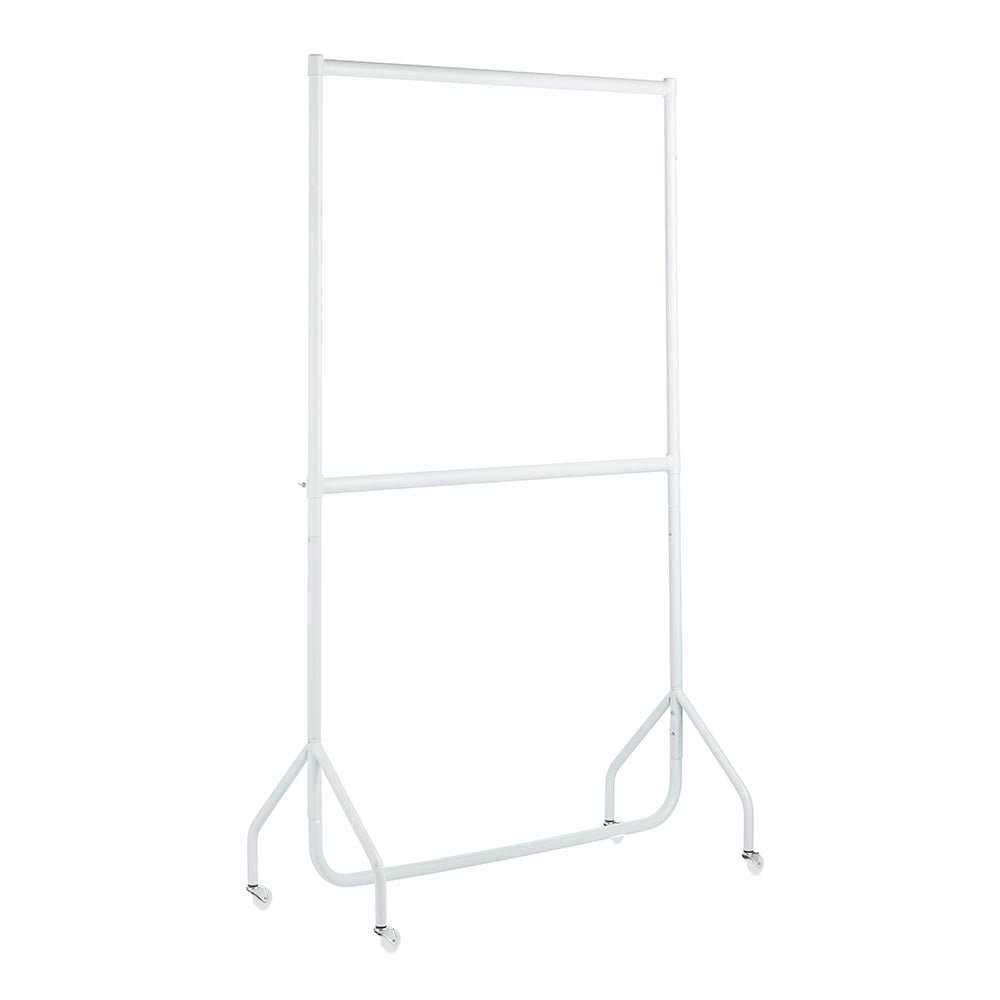 Shopfitting Warehouse Two Tier Heavy Duty Clothes Rail Double Garment Rack Steel White 4ft wide