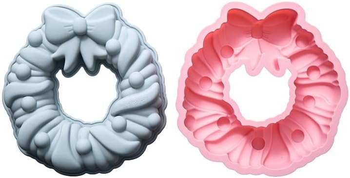 2 Pack Wreath Garlands Silicone Molds, Wreath Themed Baking Moulds for Chocolate, Ice Cube, Cake, Dessert, Candy, Soap, Cupcake Topper, Jelly, Pudding, Wax Melts