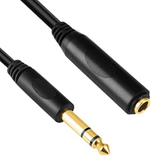 Devinal 6.35mm 1/4" inch Stereo Plug Male to 1/4 Female Stereo Headphone guitar Extension cable Cord, Gold Plated Audio Cable Stereo Extender, 10 feet (3 M)