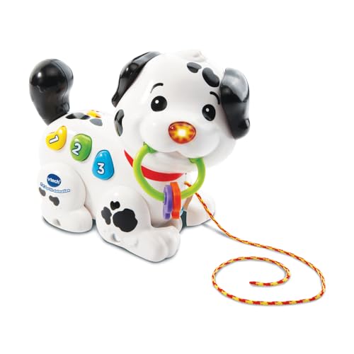 VTech - 1,2,3 P'tit Dalmatien, Jouet à Tirer, Chiot Interactif à Promener, Jeu de Motricité et d'Éveil Musical, Jouet Éducatif, Cadeau Enfant Dès 1 an -...
