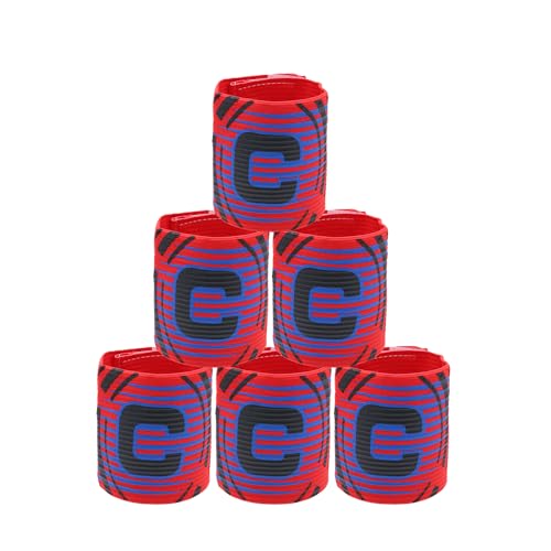 Qimoo 4Pcs Red Soccer Captain Armband, Elastic Soccer Captain Armband Adjustable Outdoor Football Player Captain Armbands Sports Captain C Arm Band for Youth and Adult