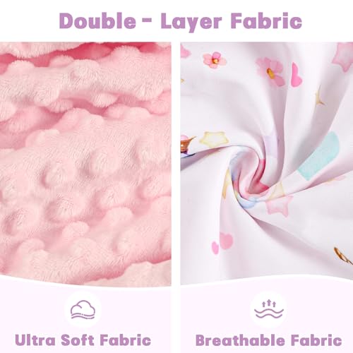 Image of Car Seat Cover Baby, HNHUAMING Infant Car Seat Covers Canopy for Baby Girl Boy, Cozy & Windproof Unicorn Newborn Carseat Covers Minky Dot Backing Stroller Cover with Breathable Mesh Window, Rainbow