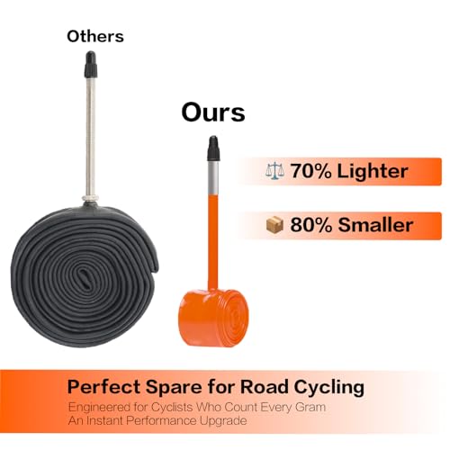 JFOYH TPU Road Bike Inner Tube 700C x 18–32, 2-Pack Ultralight Bicycle Tube with 45mm / 65mm / 85mm Presta Valve, Compatible with Road & Gravel Bikes - Thumbnail 2