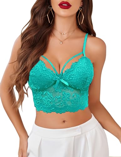 Image of Avidlove Lace Bralette for Women Lingerie Spaghetti Adjustable Strap Tank Camisole Crop Top