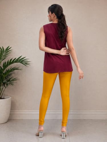 Image of TRENDMALLS Women's Microfiber Elastane Stretch Soft Churidar Length Leggings with Ultrasoft Waistband