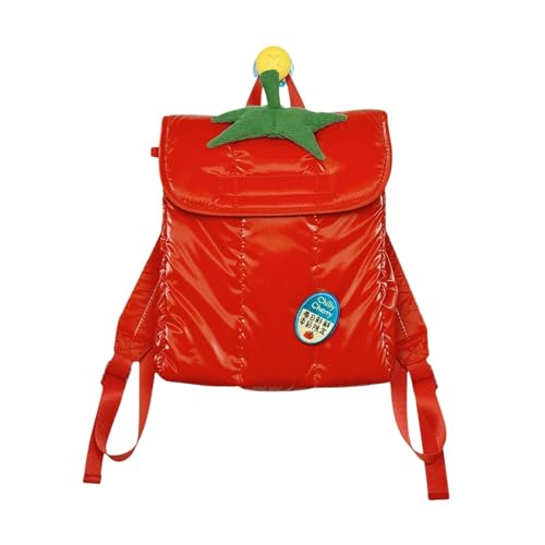 Cute Tomato Backpack, Waterproof Lightweight Bag with Compartments, Red Bag for Women