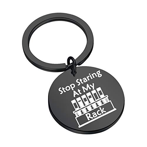 Funny Lab Week Lab Tech Gift Laboratory Technician Key Ring Stop Staring at My Race for Medical Technologist Med Techs (Lab Tech Black Keychain)