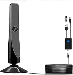 Antena de TV HD 4K portátil com recepção de 360°; receptor digital interno para Smart TVs e RVs; sinal de longo alcance