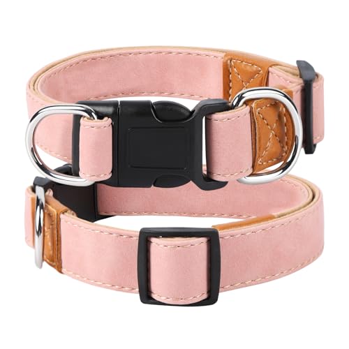 Collar de piel sintética para perro ajustable con hebilla rápida