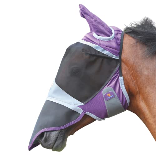 Shires Fly Guard Deluxe Fly Mask with Ears & Nose (Purple, Small Pony)