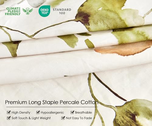 Image of SLEEPBELLA King Size Duvet Cover Set with Button Closure -Light Green and Yellow Botanical Luxury Bedding for a Comfortable Sleeping