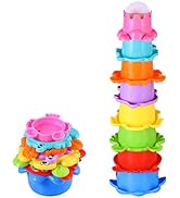 TOYMYTOY Baby Bath Toys Stacking Cup Set for Kids 8PCs Bathtub Squirting Toys Summer Beach Fun Wa...