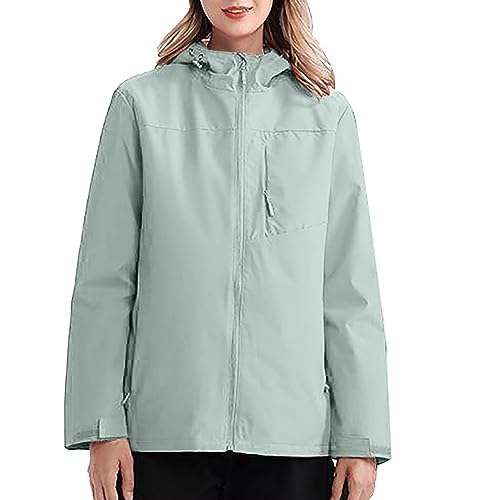 Hooded Soft Shell Jacket Women 3 In 1 Waterproof Jackets Women Lightweight Cycling Windbreaker With Hood Raincoats Cycling Breathable Windbreaker Plain Casual Rain Coats Softshell Jacket