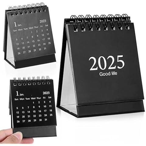 Tyqour Desk Calendar 2025 Standing Flip, Mini Desk Calendar Small Flip Desk Calendar July 2024 - December 2025 with Black Coil Desktop Calendars & Supplies for Home Office School (Black) Cover