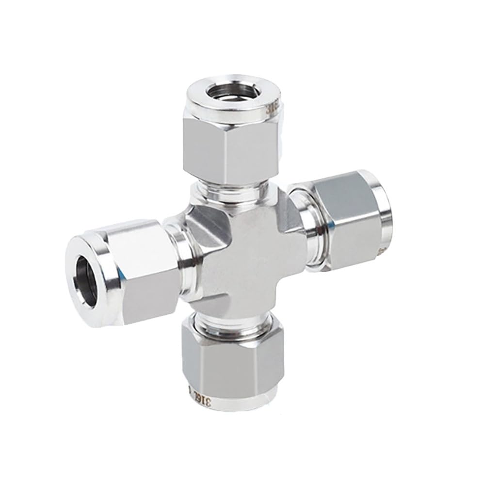 Unión De Compresión Cruzada De 4 Vías De Doble Virola, Accesorio De Tubo De Acero Inoxidable 316, Clasificación De Presión De 0-75 MPa for Suministro De Gas Líquido(0.125 inch LOK)