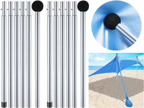 Lineshading 2 Packs Beach Tent Poles Adjustable Tarp Camping Poles 31 to 87 Inch Accessories for Sun Sails Canopy, Parties, Camping, Fishing, Hiking Outdoor Sport Activities