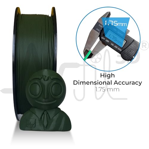 Image of NFIL3D 1KG Net Turbo Finish PLA+ Army Green 3D Printer Filament | Filaments for 3D Printer| 1.75mm| Accuracy + /- 0.015mm | 1000g 3D Filament, 250g Spool, 350g Packaging Weight (Total Weight 1.6KG)