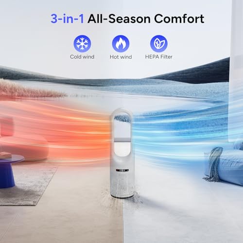 3 IN 1 Tower Fan, 31.5Inch Cooling & Heating Bladeless Fan with HEPA Filter 99.97%, Heater Fan Floor Fan Combo 80° Oscillating with Remote, 8H Timer for Indoor, Bedroom, Home Office Room by Faryuan - Image 7