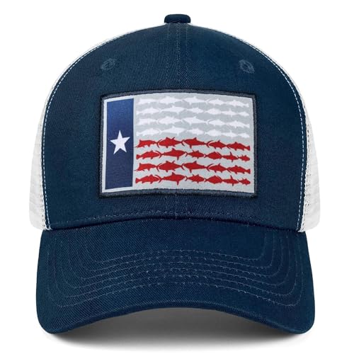 Image of Adjustable State Flag Trucker Hat Mesh Baseball Cap with Embroidered Patch for Men Women