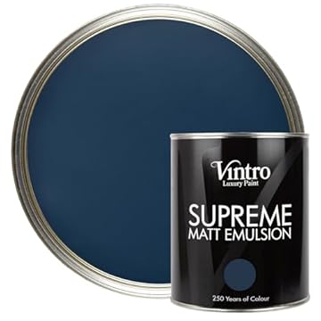 Vintro | Navy Blue | Luxury Matt Emulsion | Smooth Chalky Finish | Multi Surface Paint | for Walls, Ceilings, Wood and Metal | 1L (Picasso Blue - Navy Blue)