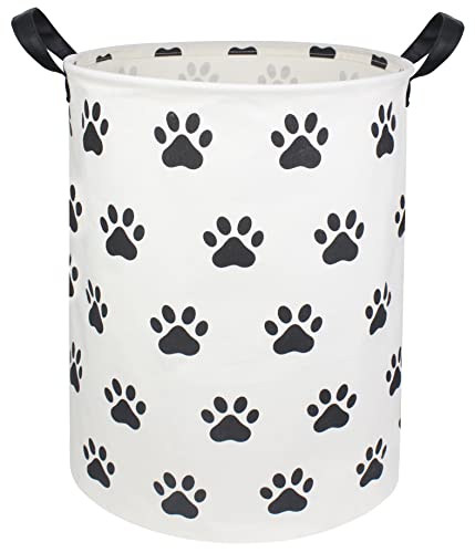Image of HIYAGON Laundry Baskets,Collapsible Hamper, Canvas Fabric Laundry Hamper,for Toy Organizer Bins,Gift Baskets, Bedroom, Clothes, Nursery,Kids,Boys (Paws)