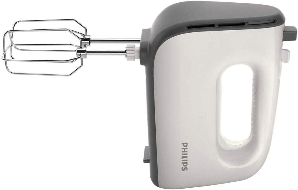 Philips 5000 Series Mixer, 450 W, 5 Velocità + Turbo, Facile Montaggio delle Fruste, Grigio/Cashmere (HR3741/00)