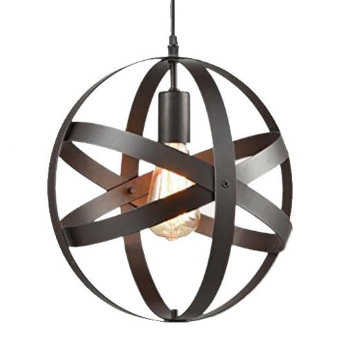 FZQSXAZU E27 Base Single-Head Chandelier, American Country Style Iron Pendant Light, Personalized Spherical Hanging Lamp Lampshade, Porch and Corridor Decoration Lighting Fixtures
