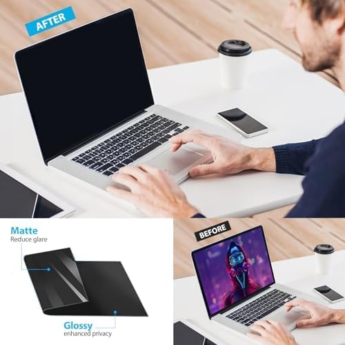 Image of 2Pack Magnetic Laptop Privacy Screen Filter 15.6 inch for 16:9 Widescreen Computer Monitor, Removable Anti Blue Light Privacy Shield, Anti-Glare Protector