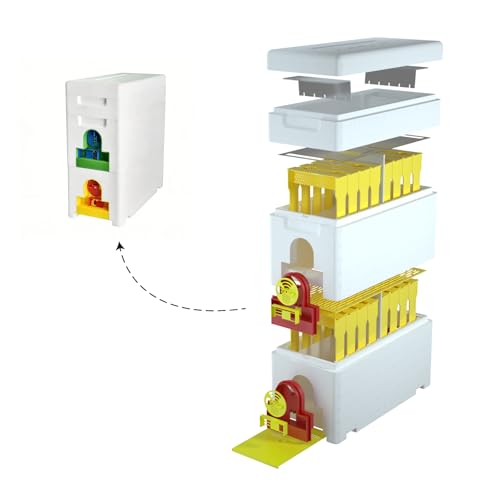 Benefitbee 1set 4-Way Queen Bee Nuc Box 120kg/m³ High-Density EPS Foam| Multi-Queen Rearing Complete Small Hive Kit for Beginner & Hobbyist Beekeepers