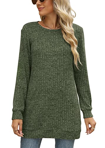 Image of Sweaters for Women Long Sleeve Crewneck Sweatshirt Loose Casual Tunic Tops