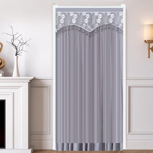 NASFH 北欧 レース のれん 布 寝室 リビング 間仕切りカーテン 80*190 キッチン 玄関 ドアカーテン 目隠し のれん 暖簾 おしゃれ 北欧 ロング丈 グレー 暖簾 タペストリー のれん 無地 部屋仕切り インテリア