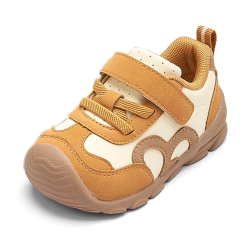 Image of Balabala Girls Boys Toddler Sneakers Wide Toe Box Walking Shoes | Unisex Kids Sneakers with hook-and-loop straps, non-slip soles, soft heel cushion, and flexible support for play