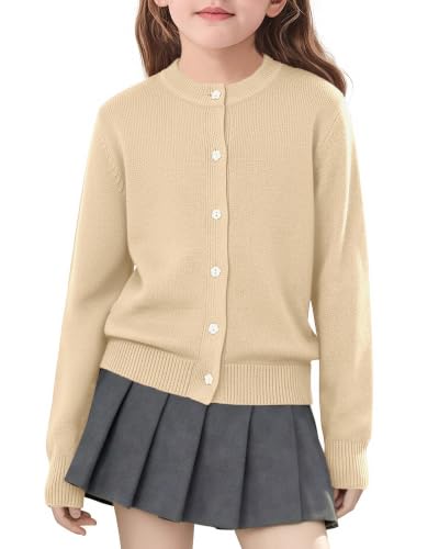 Image of Girls Cardigan Sweater School Uniforms Toddler Long Sleeve Button Knit Solid Sweaters Tops