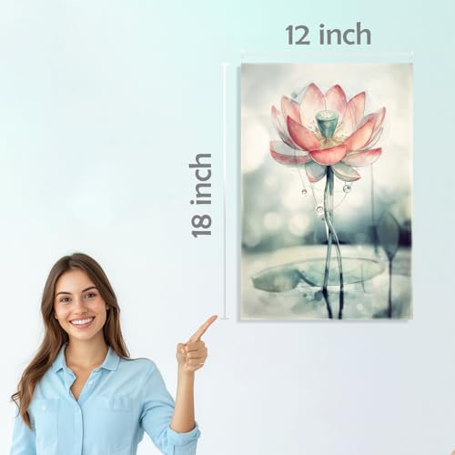 Image of SiddArtify Lotus Flower Wall Art Prints Set - Watercolor Floral Poster Decor for Living Room Bedroom Office - 12x18 inch Sticker Pack of 6