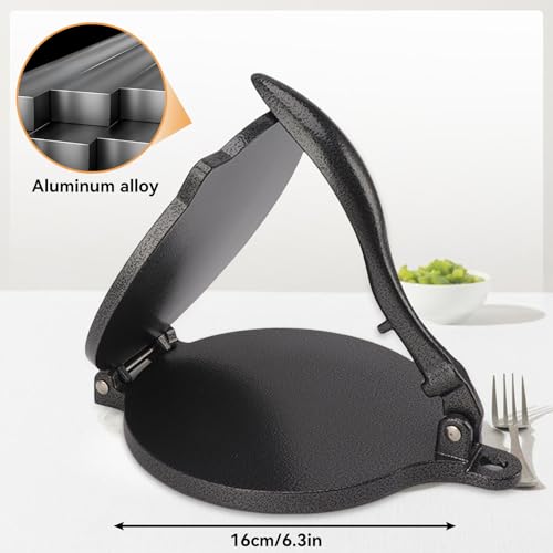 Miniatura 4 de Prensa Para Tortillas, Máquina Para Hacer Tortillas Manual Roti Maker Prensa Para Masa Máquina Para Quesadillas Prensa Para Tortillas De Aleación De Aluminio Prensa Para Rotis Prensa 16cm-Negro