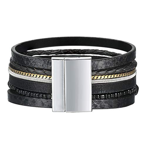 Azora Womens Leather Cuff Bracelet Multi Strands Feather Wrap Bracelets Turquoise Stone Strand Bangle Jewelry Birthday Gift For Women Teen Girls Boys Prime #TOP2