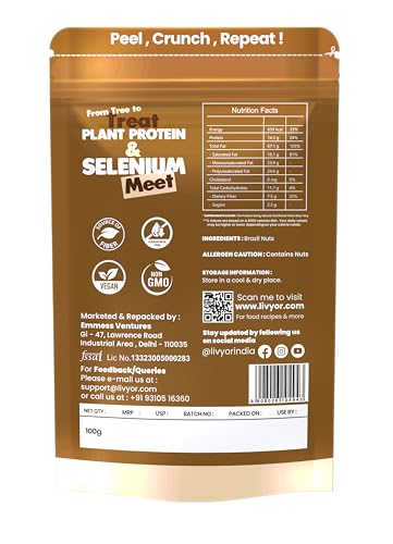 Image of Livyor premium Brazil Nuts- 100g | Grade A ++ Nuts | Premium Jumbo Size | Rich in Selenium and Antioxidants | No Cholesterol | Brazil Superfood | Whole Brazil nut | Pack of 1