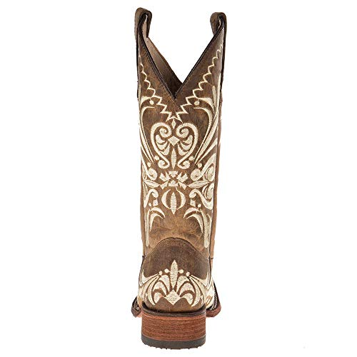 Circle G LADIE'S TAN EMBROIDERY SQ. TOE, LEATHER SOLE, WESTERN L54094