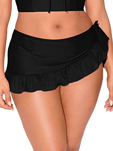 Smart & Sexy Womens Side-Tie Skirt Fashion Swimsuit Bottoms Separates, Black Hue, Xx-Large Us #TOP4