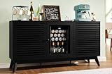 LUXOAK 60' Beverage Cooler Cabinet with Built-in Mini Fridge – 24-Can Capacity Beverage Refrigerator for Home Bar – Wine & Coffee Bar Cabinet with Storage – Black
