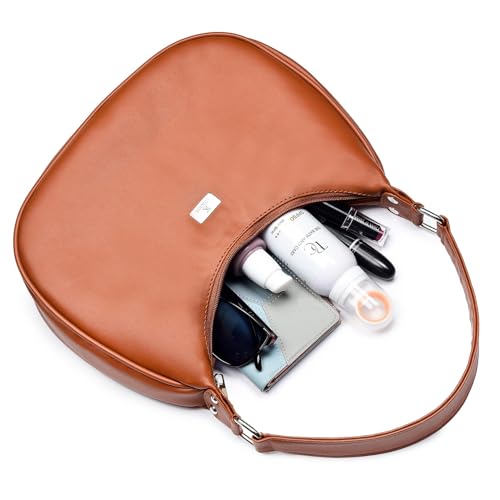 Image of K London Women's Vegan Leather Half Moon Bag | Stylish Black Shoulder Hobo | Compact Baguette Purse for Office, Casual, Party & Travel Use