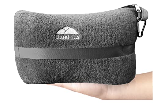BlueHills Travel Blanket Pillow in Mini Soft Case Premium Plush Airplane Blanket Soft Bag Compact Pack with Luggage Belt… - Image 3
